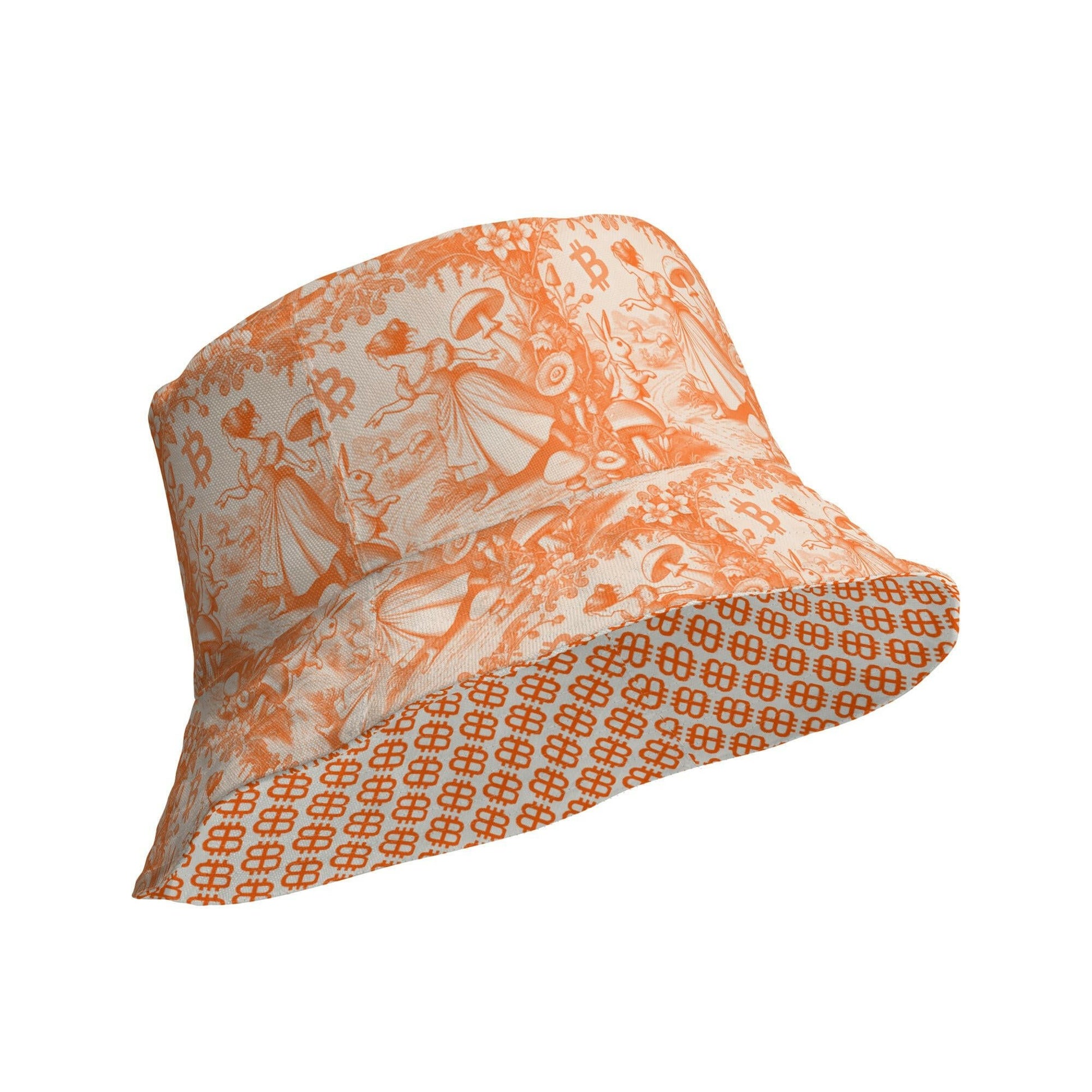 Rabbit Hole / Reversible Bitcoin Bucket Hat - Nikki Nakamoto Hats - The Orange Habit