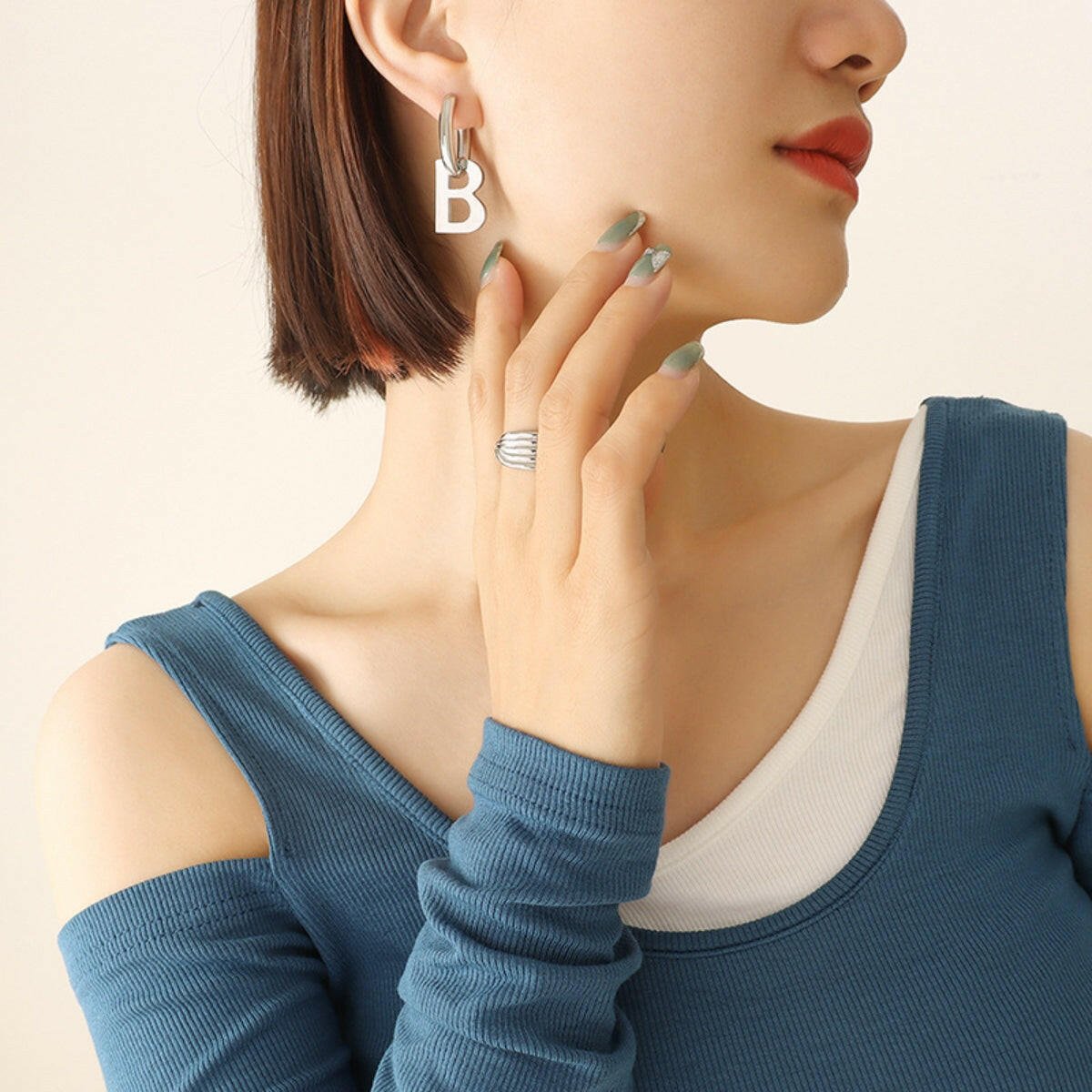 The B / Titanium Steel Earrings - Nikki Nakamoto - The Orange Habit