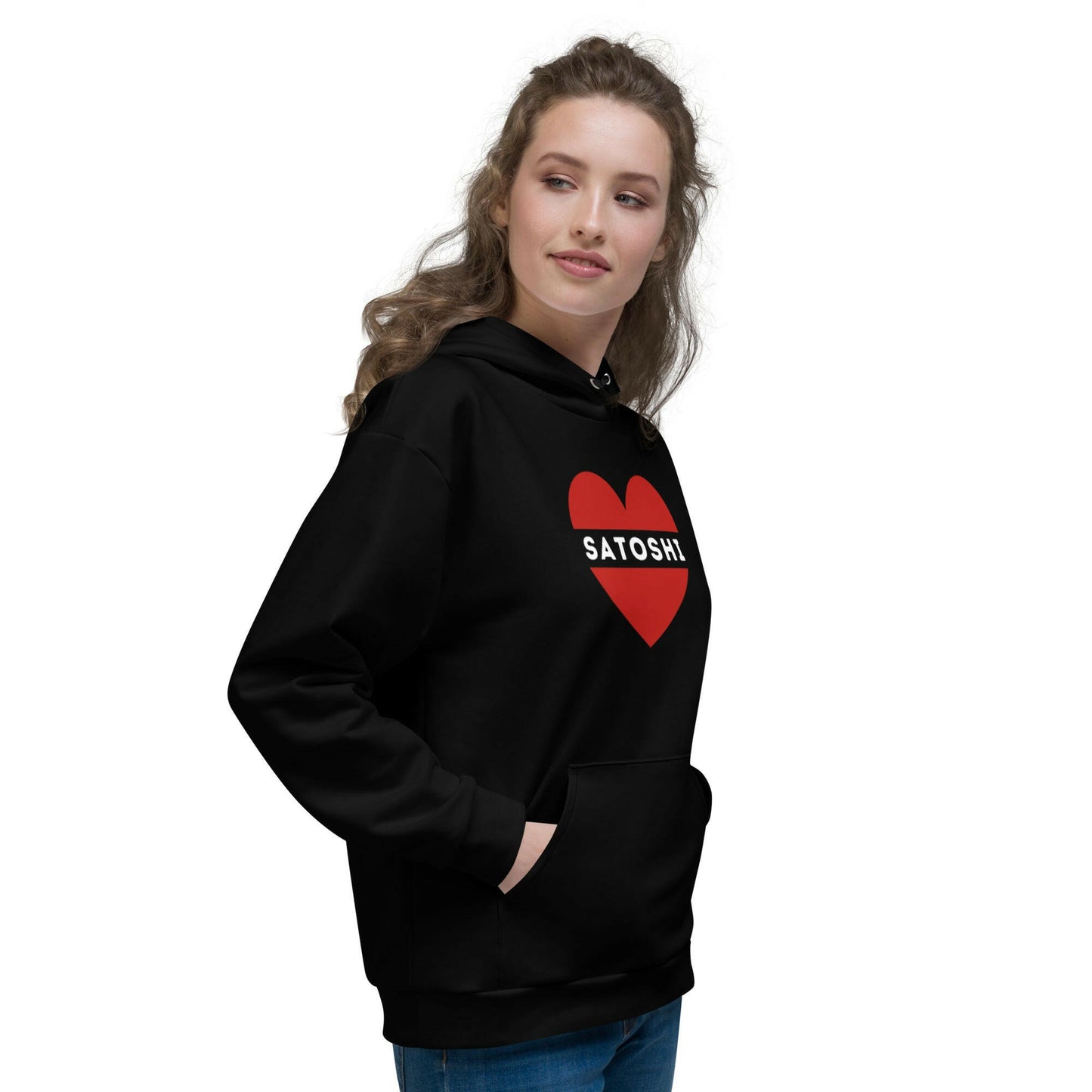 I HEART SATOSHI / Premium Bitcoin Hoodie - Nikki Nakamoto - The Orange Habit