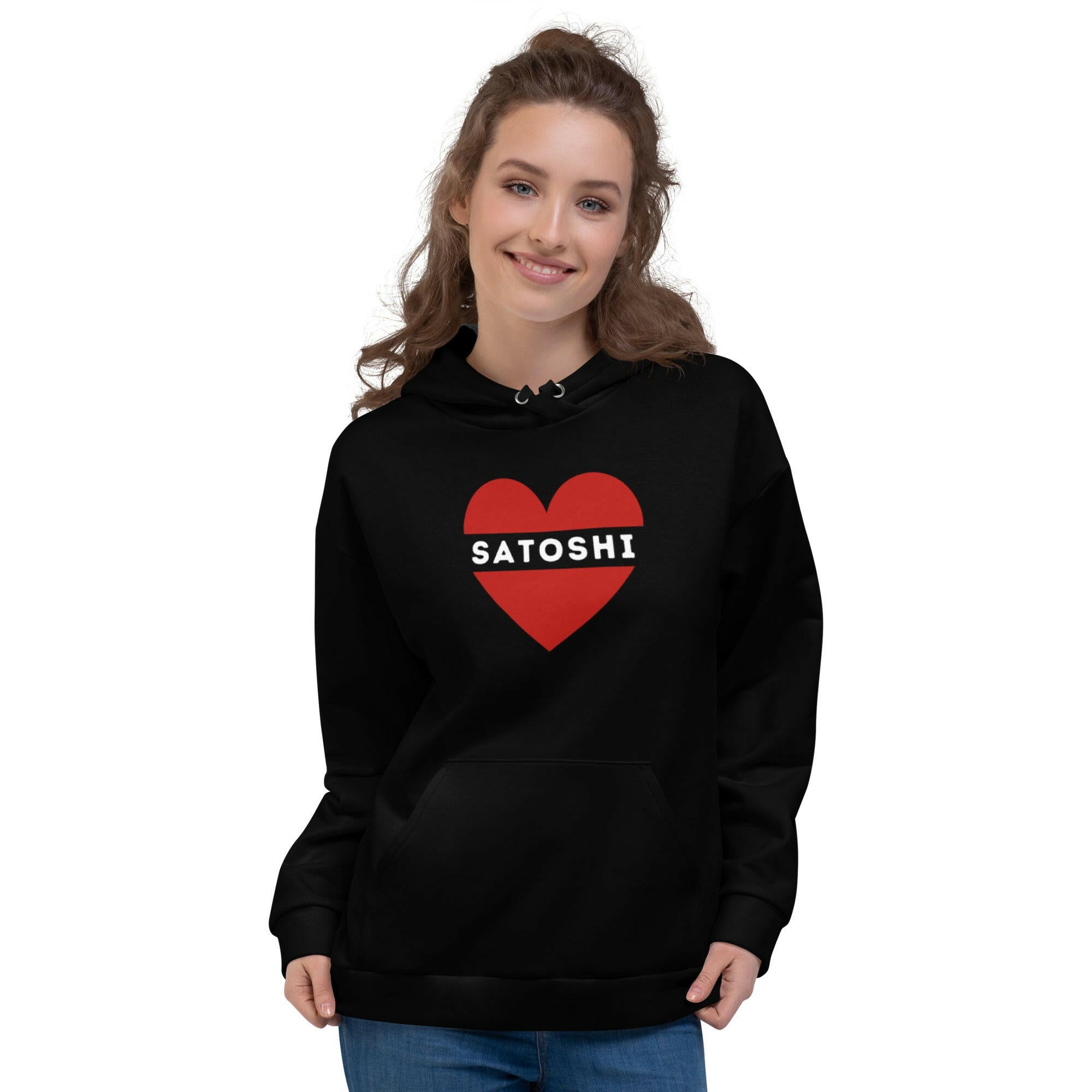 I HEART SATOSHI / Premium Bitcoin Hoodie - Nikki Nakamoto - The Orange Habit