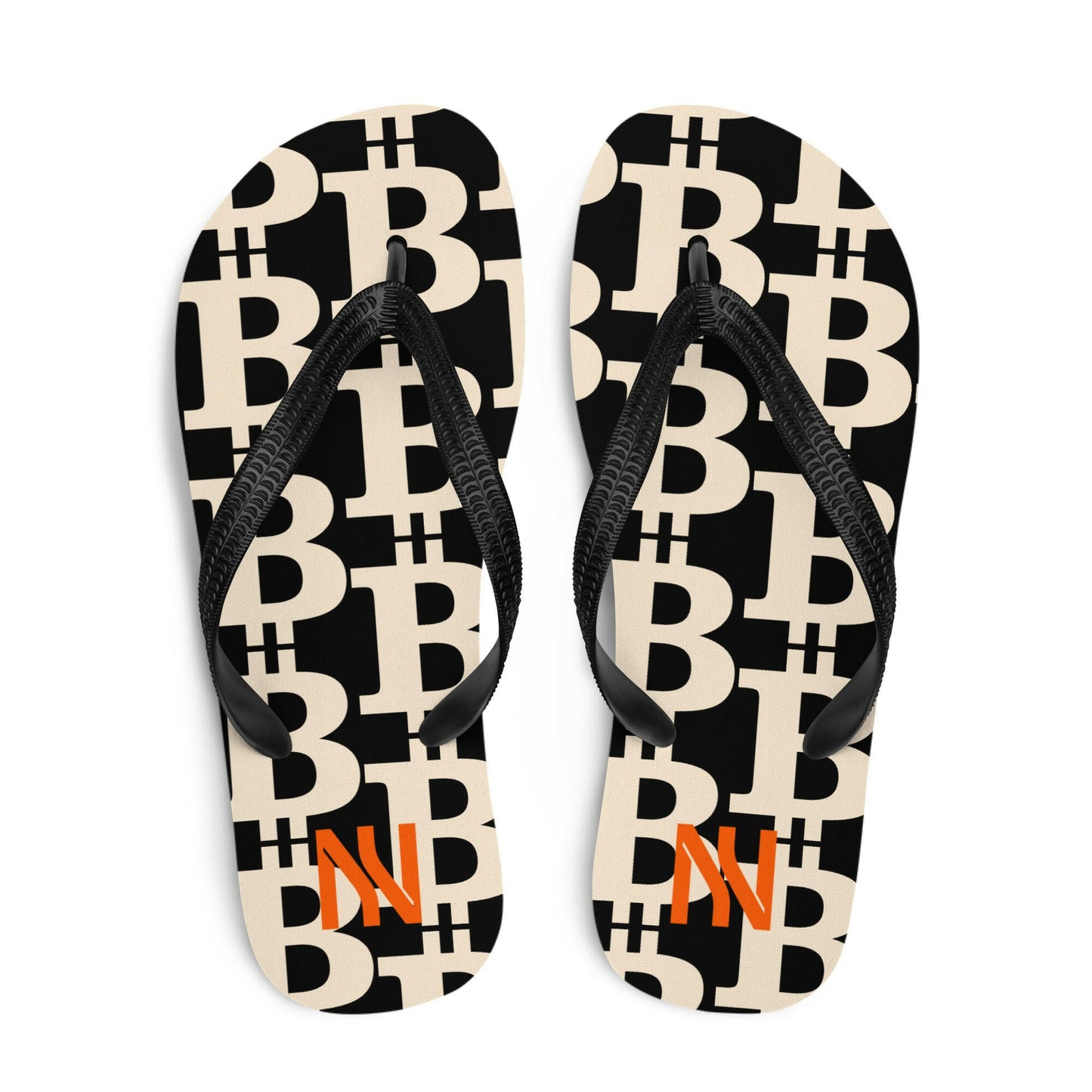 The B / Womens Bitcoin Flip-Flops - Nikki Nakamoto - The Orange Habit