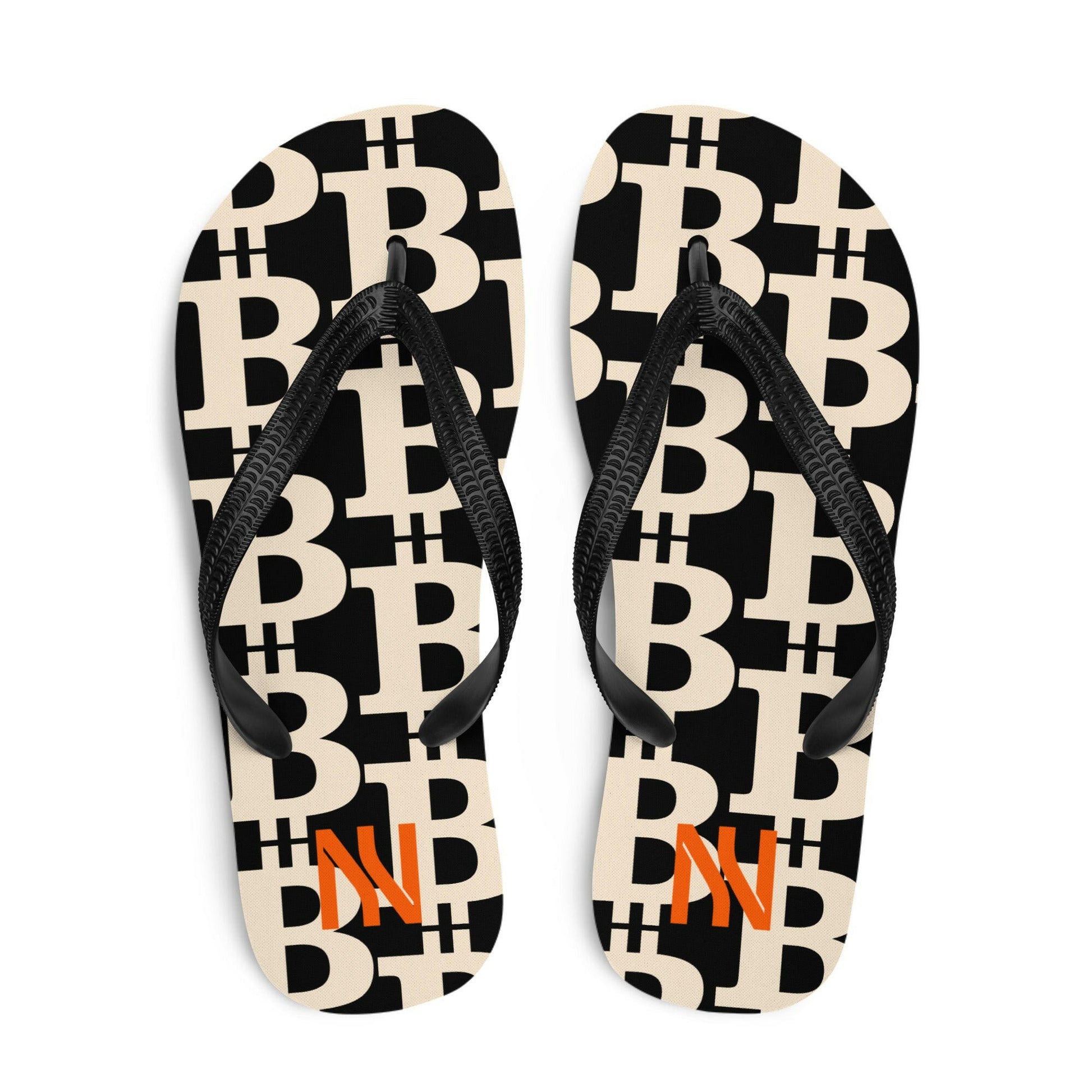 The B / Womens Bitcoin Flip-Flops - Nikki Nakamoto - The Orange Habit