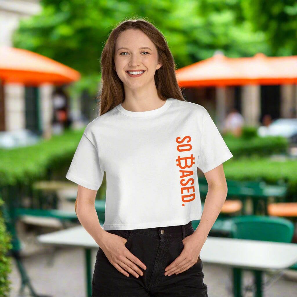So Based / Champion Cropped Bitcoin T-shirt - Nikki Nakamoto - The Orange Habit