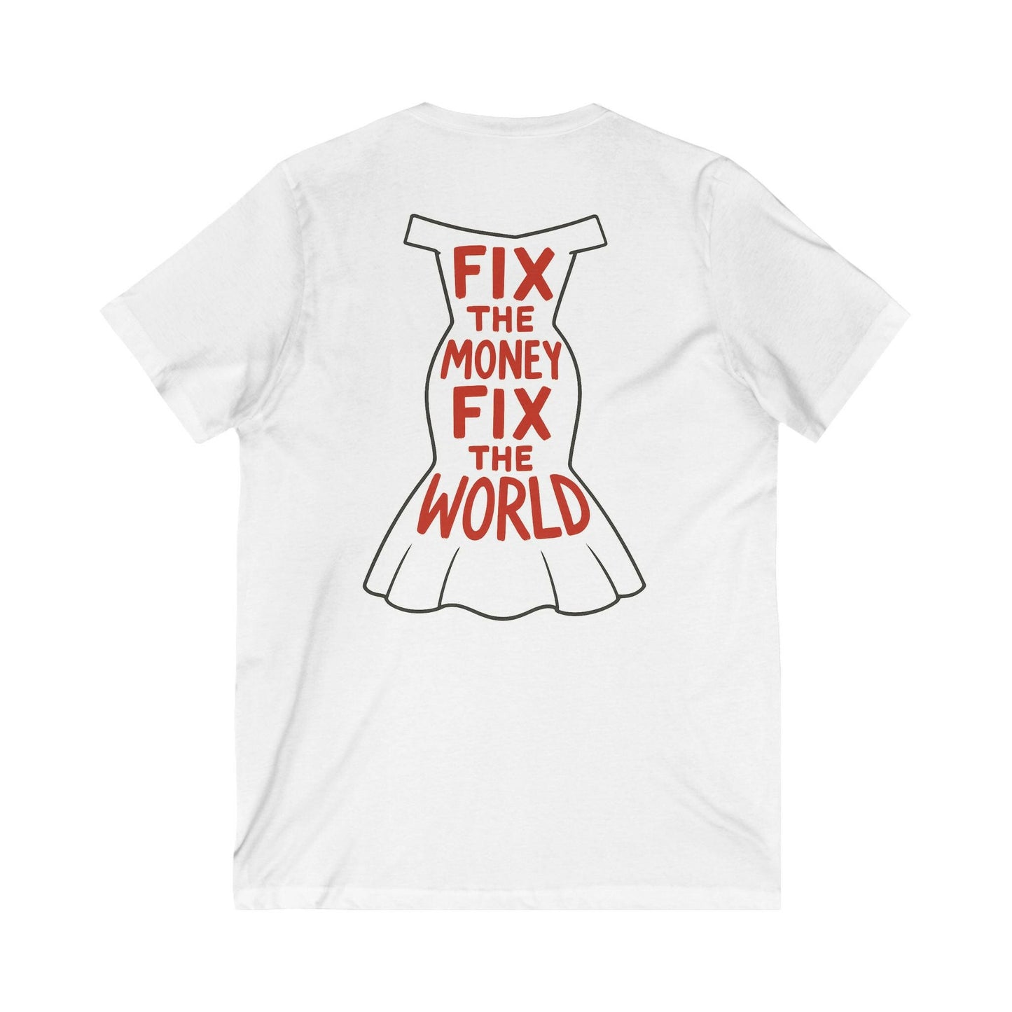 Fix the Money / V-Neck Bitcoin T-Shirt - Nikki Nakamoto - The Orange Habit