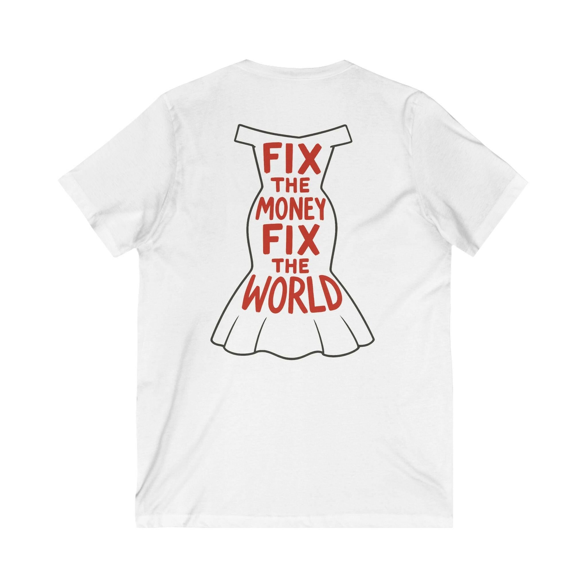Fix the Money / V-Neck Bitcoin T-Shirt - Nikki Nakamoto - The Orange Habit