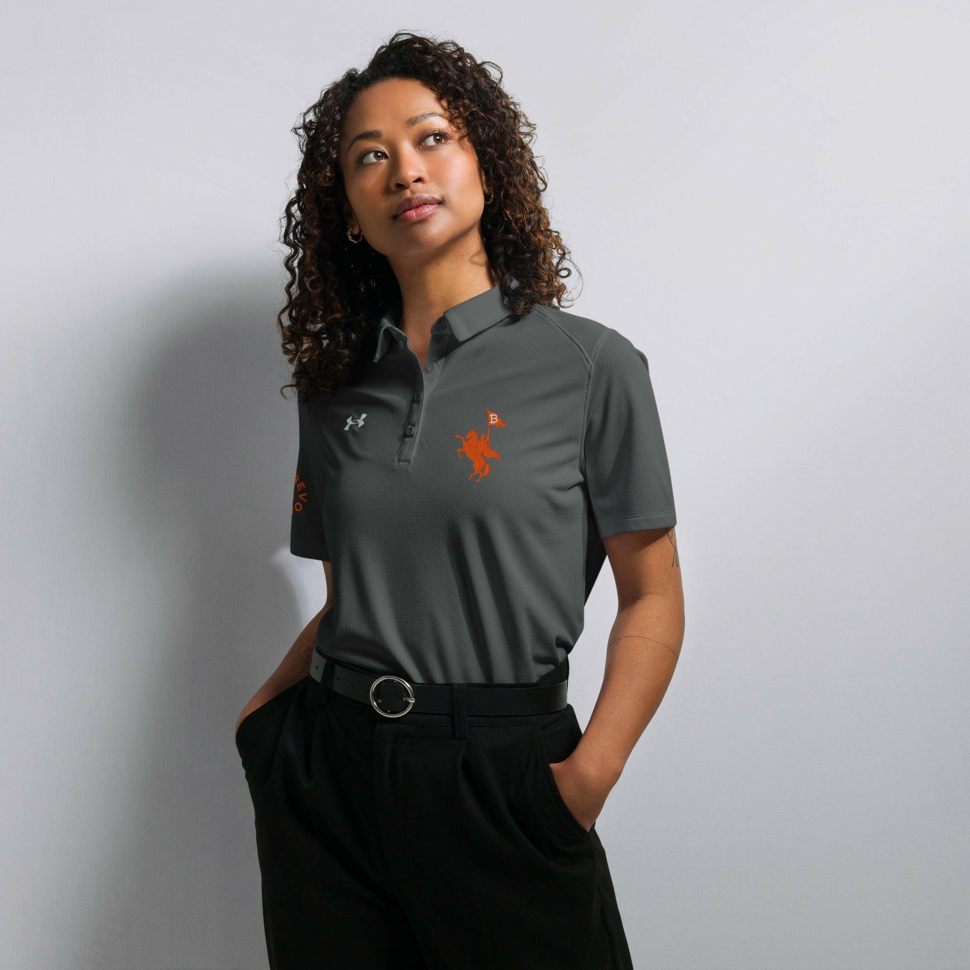 Soft Revolution / Under Armour® Women’s Bitcoin Polo - Nikki Nakamoto - The Orange Habit