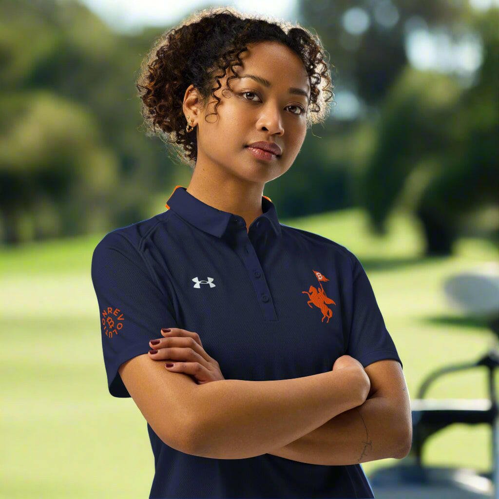 Soft Revolution / Under Armour® Women’s Bitcoin Polo - Nikki Nakamoto - The Orange Habit