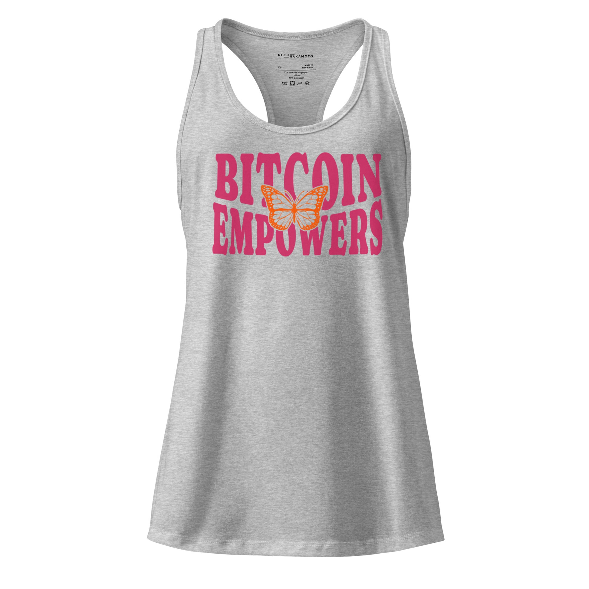 Bitcoin Empowers / Fitted Bitcoin Tank Top - Nikki Nakamoto - The Orange Habit