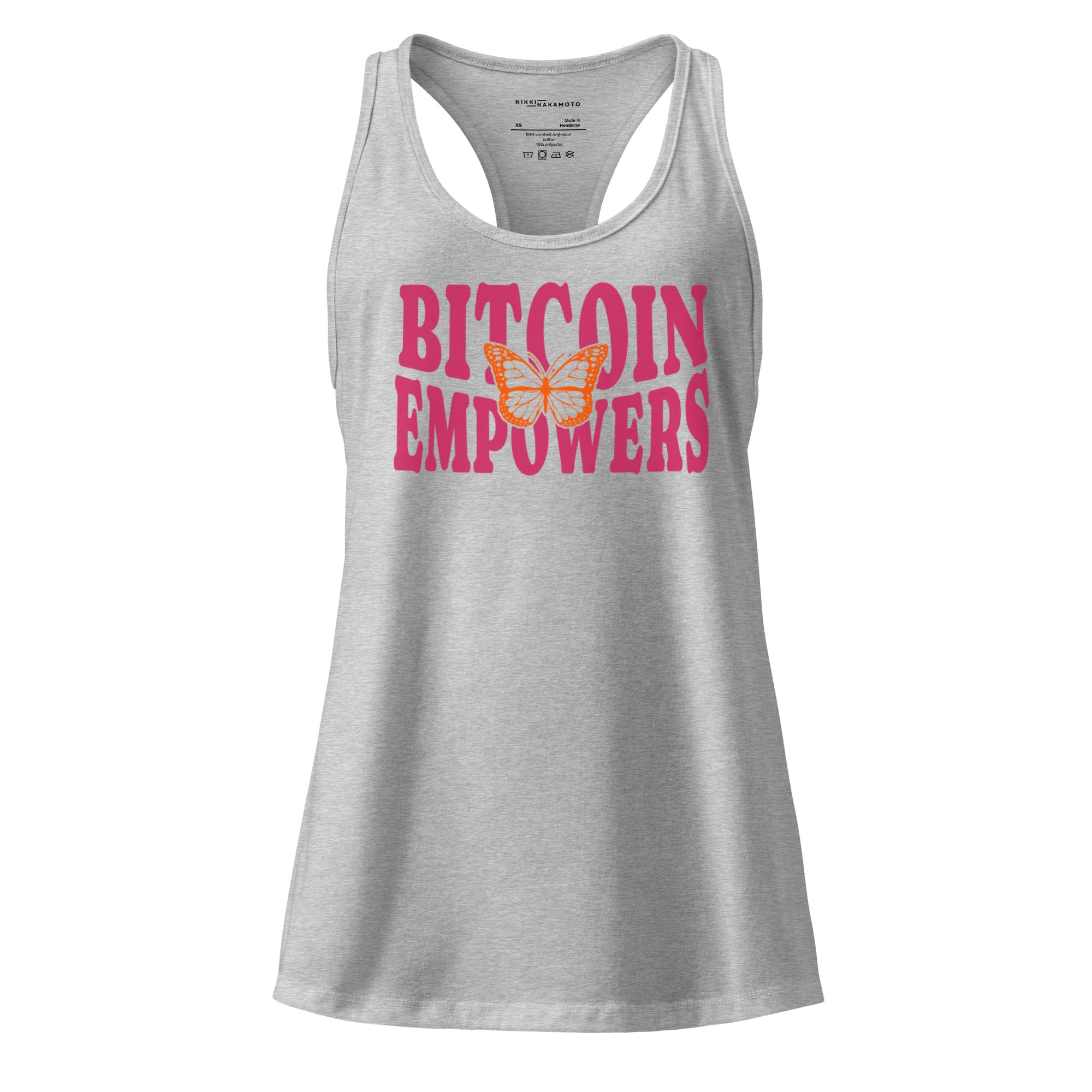 Bitcoin Empowers / Fitted Bitcoin Tank Top - Nikki Nakamoto - The Orange Habit