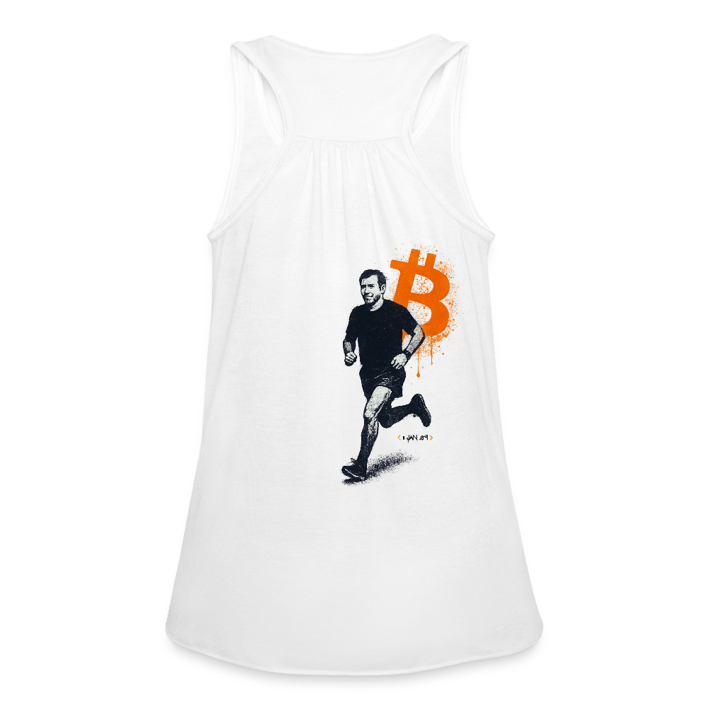 Running Bitcoin / Womens Bitcoin Tank Top - Nikki Nakamoto - The Orange Habit
