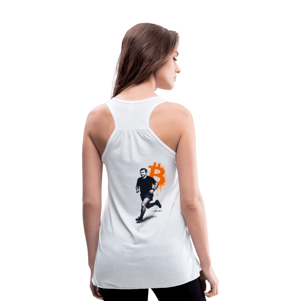 Running Bitcoin / Womens Bitcoin Tank Top - Nikki Nakamoto - The Orange Habit