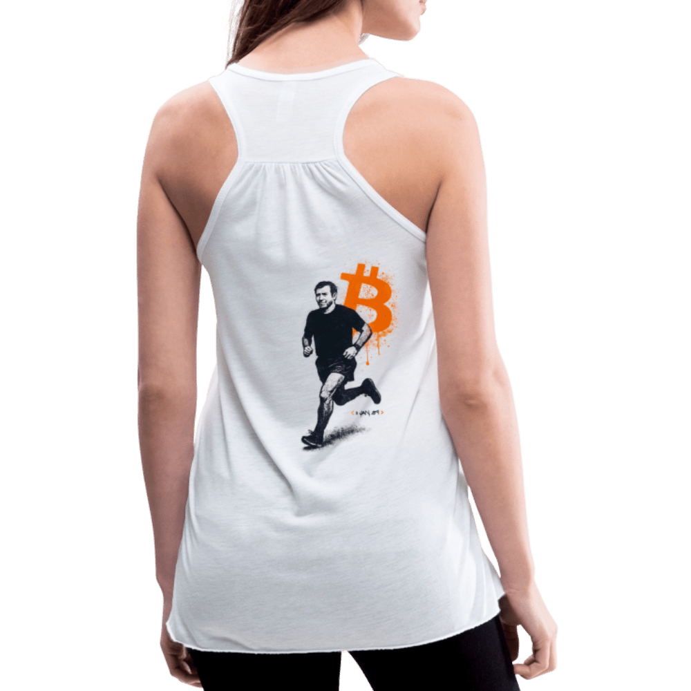 Running Bitcoin / Womens Bitcoin Tank Top - Nikki Nakamoto - The Orange Habit