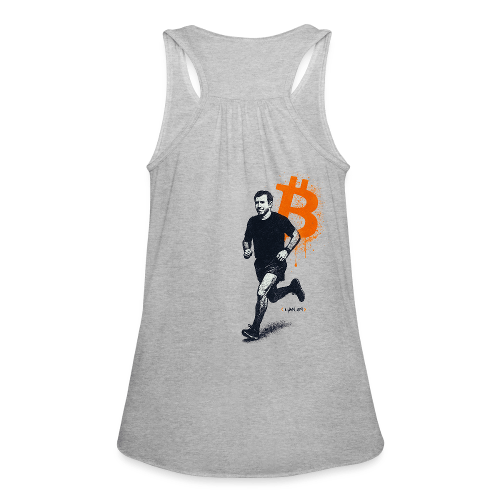 Running Bitcoin / Womens Bitcoin Tank Top - Nikki Nakamoto - The Orange Habit