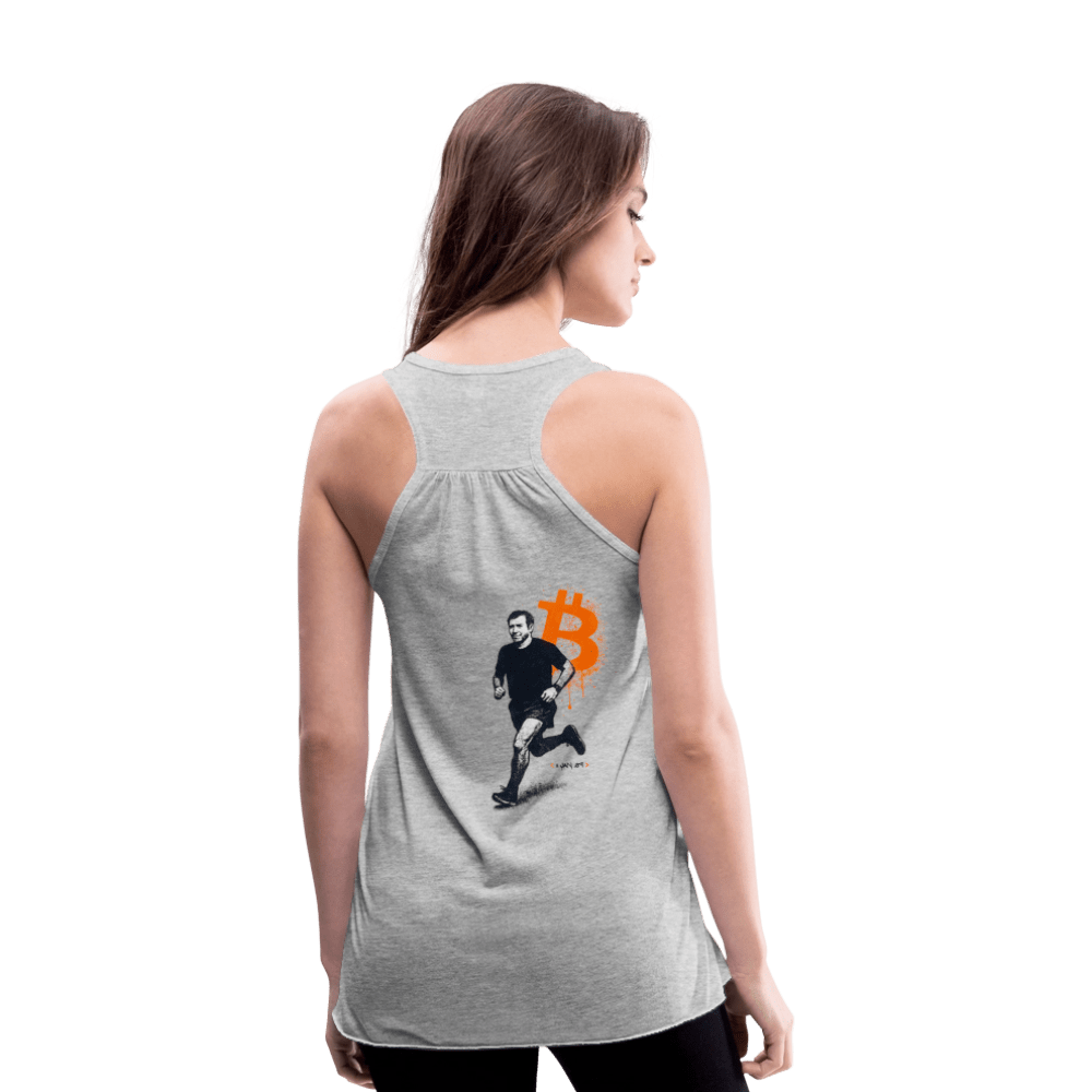 Running Bitcoin / Womens Bitcoin Tank Top - Nikki Nakamoto - The Orange Habit