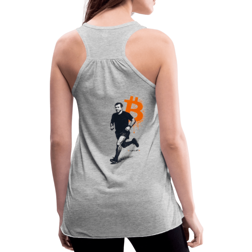 Running Bitcoin / Womens Bitcoin Tank Top - Nikki Nakamoto - The Orange Habit