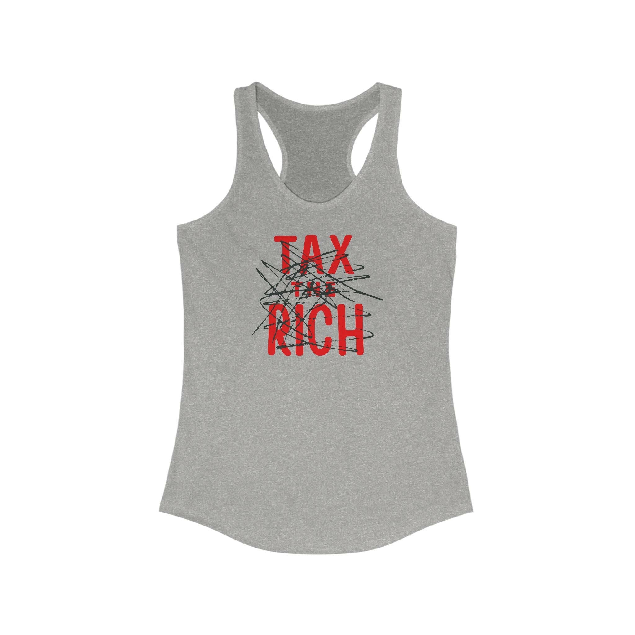 tax the rich grey racerback Womens Bitcoin Tank Top - SVRN Society