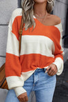 Boutique / Dropped Shoulder V-Neck Sweater - Orange Habit Boutique - The Orange Habit