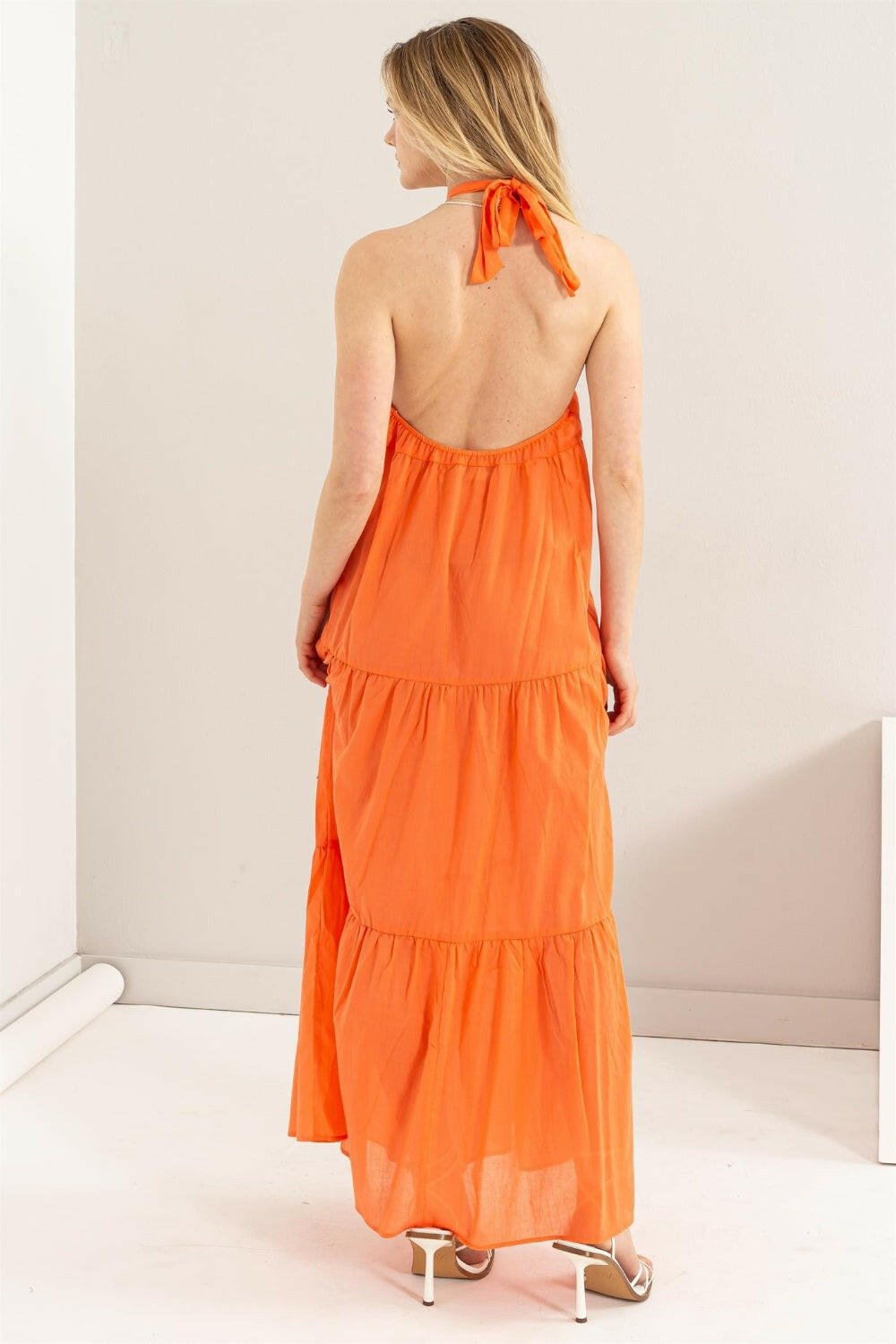 Boutique / Orange Halter Neck Cover Up Maxi Dress - Orange Habit Boutique - The Orange Habit