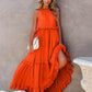 Boutique / Ruffled Sleeveless Tiered Maxi Dress with Pockets - Orange Habit Boutique - The Orange Habit