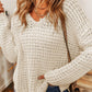 Boutique / Openwork Round Neck Long Sleeve Sweater - Orange Habit Boutique - The Orange Habit