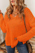 Boutique / Openwork Round Neck Long Sleeve Sweater - Orange Habit Boutique - The Orange Habit