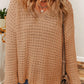 Boutique / Openwork Round Neck Long Sleeve Sweater - Orange Habit Boutique - The Orange Habit