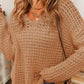 Boutique / Openwork Round Neck Long Sleeve Sweater - Orange Habit Boutique - The Orange Habit
