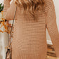 Boutique / Openwork Round Neck Long Sleeve Sweater - Orange Habit Boutique - The Orange Habit