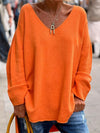 Boutique / V-Neck Long Sleeve Knit Top - Orange Habit Boutique - The Orange Habit