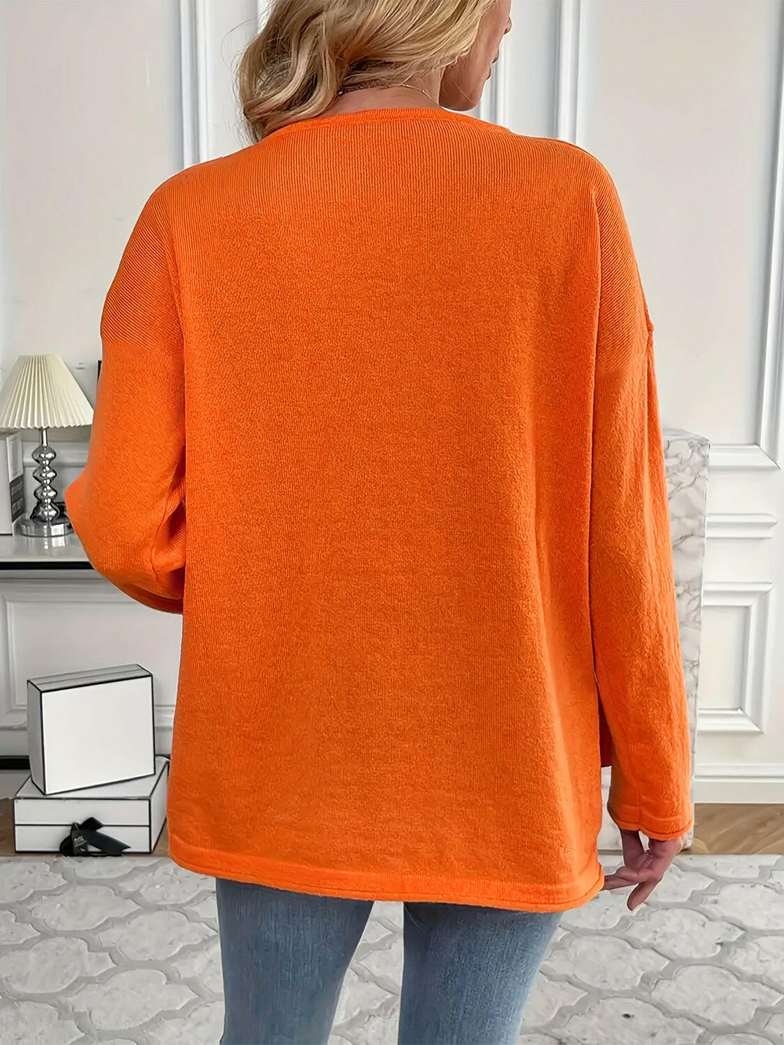 Boutique / V-Neck Long Sleeve Knit Top - Orange Habit Boutique - The Orange Habit