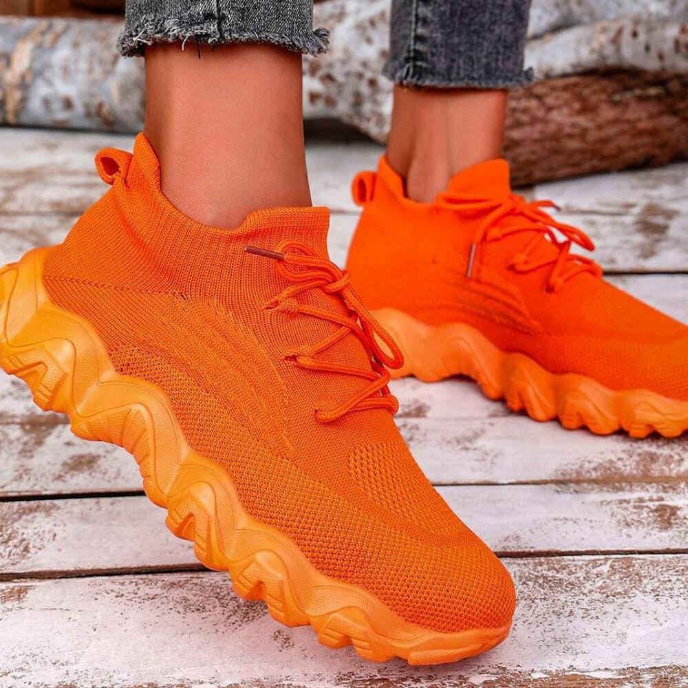 Women's Orange Mesh Athletic Shoes - Orange Habit Boutique - The Orange Habit