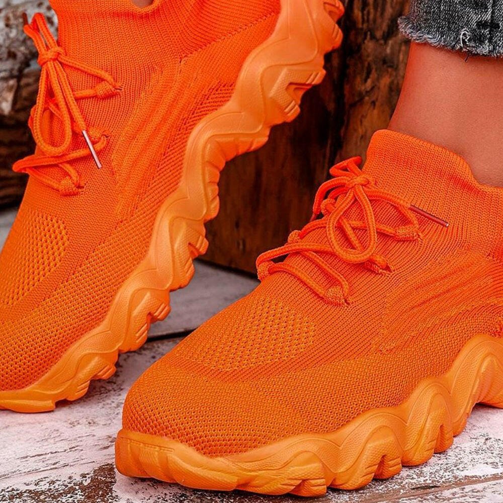 Women's Orange Mesh Athletic Shoes - Orange Habit Boutique - The Orange Habit