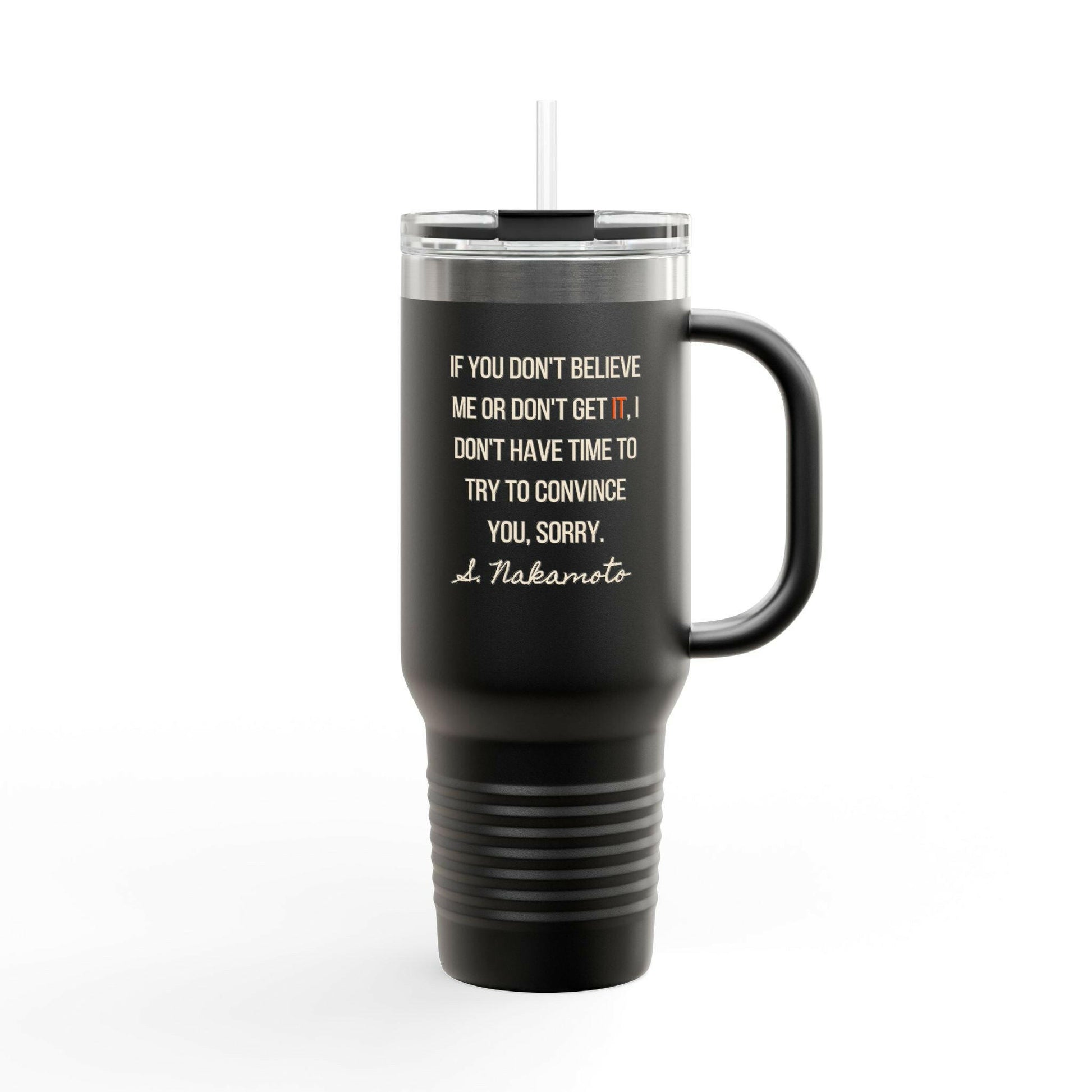 B Humble / Bitcoin Insulated Travel Mug - Orange Habit Home - The Orange Habit