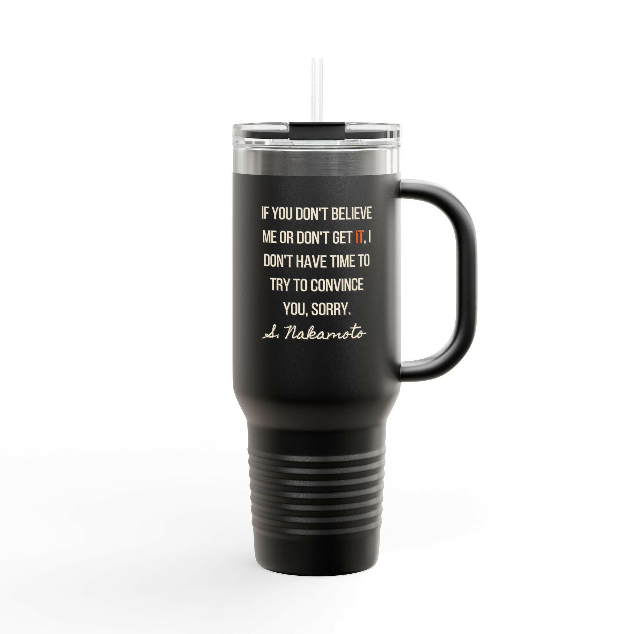 B Humble / Bitcoin Insulated Travel Mug - Orange Habit Home - The Orange Habit
