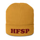 Bitcoin Beanie - HFSP Organic Ribbed Hat in mustard yellow | The Orange Habit