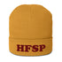 Bitcoin Beanie - HFSP Organic Ribbed Hat in mustard yellow | The Orange Habit