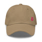 Khaki dad hat with a pink bitcoin logo by the orange habit (khaki)