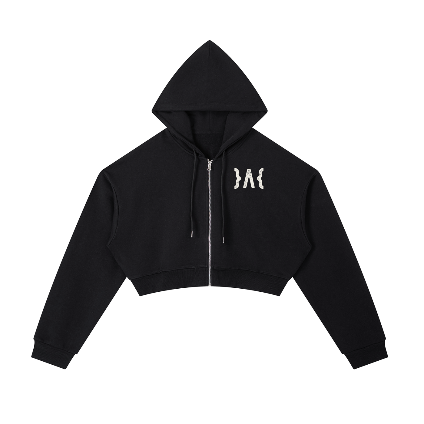 Black hoodie with SVRN Society logo on a white background
