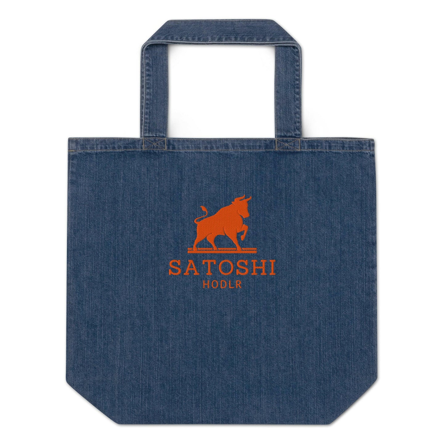 SATOSHI HODLR / Embroidered Organic Bitcoin Tote - Nikki Nakamoto Bags - The Orange Habit