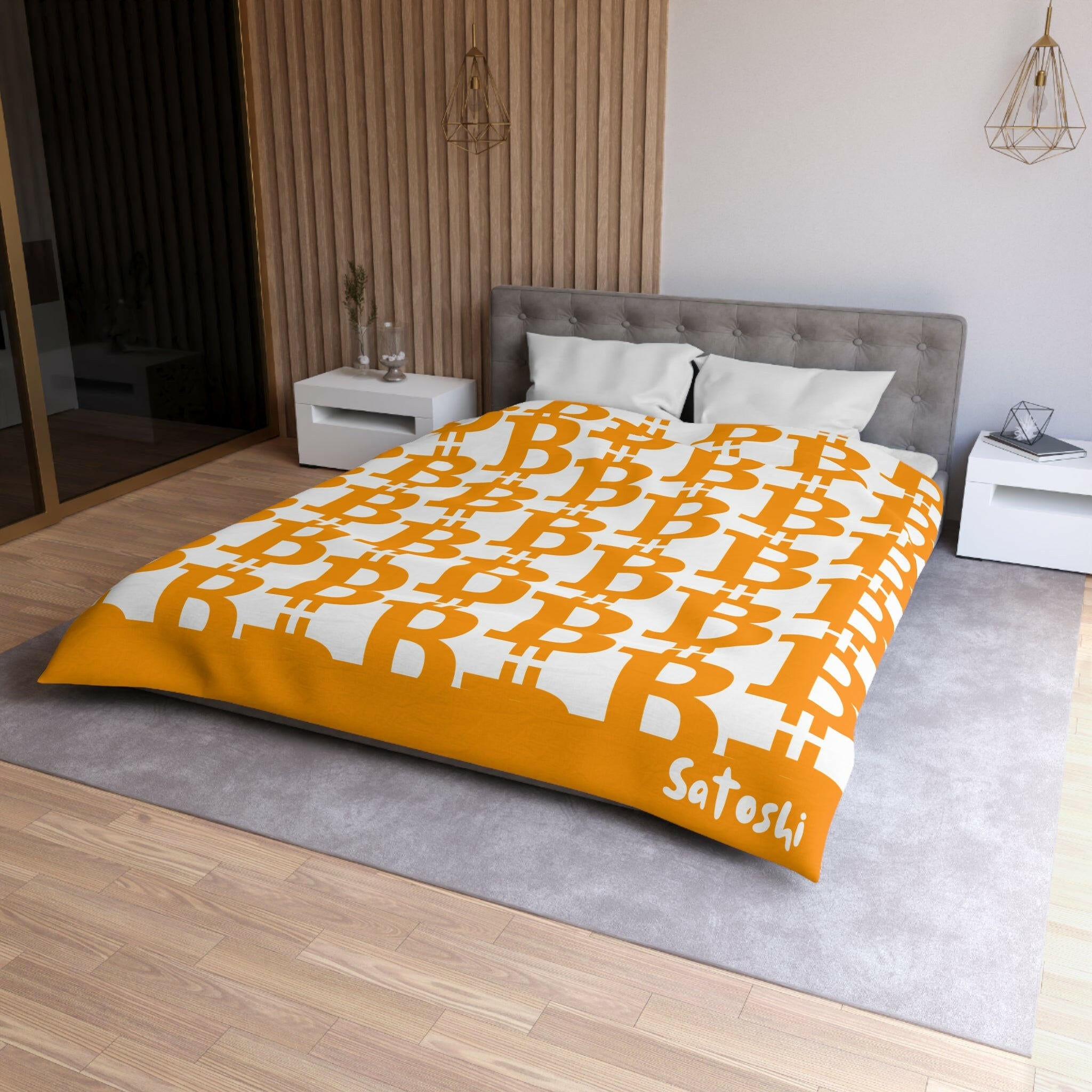 SATOSHI MATISSE / Bitcoin Duvet Cover - Orange Habit Home - The Orange Habit