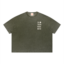 Green satoshi nakamoto t-shirt with white text on a white background
