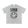 (Light Gray) Bitcoin t-shirt with 'Satoshi' and smiley face design on a white background - SVRN Society