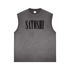 Gray sleeveless satoshi smiles shirt with &