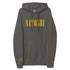 satoshi smiles oversized bitcoin hoodie in grey black on a white background
