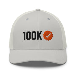 100K Verified Bitcoin Trucker Cap (silver) by The Orange Habit at SVRN Society