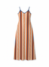 Striped bitcoin dress with orange and blue pattern on a white background