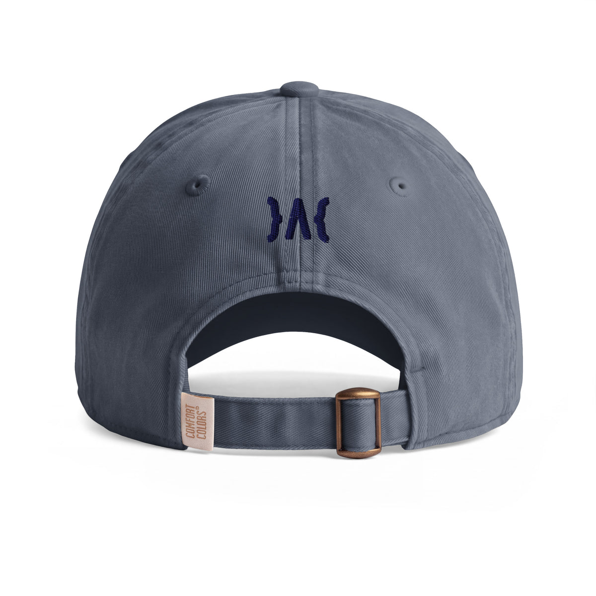 Not A FED Sunwashed Cap in denim, back view