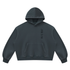 Navy blue SVD vintage wash boxy hoodie, front view with tonal JHN 3:16 chest print and kangaroo pocket.