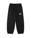 Black SVRN Society logo sweatpants with a white logo on a white background