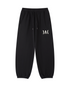 Black SVRN Society logo sweatpants with a white logo on a white background